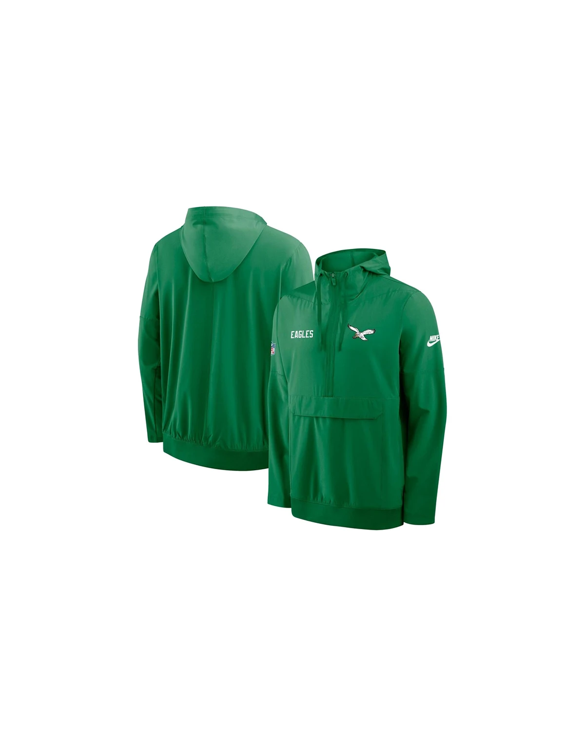 Men's Kelly Green Philadelphia Eagles Sideline Alt Pack Anorak Half-Zip Hoodie Jacket