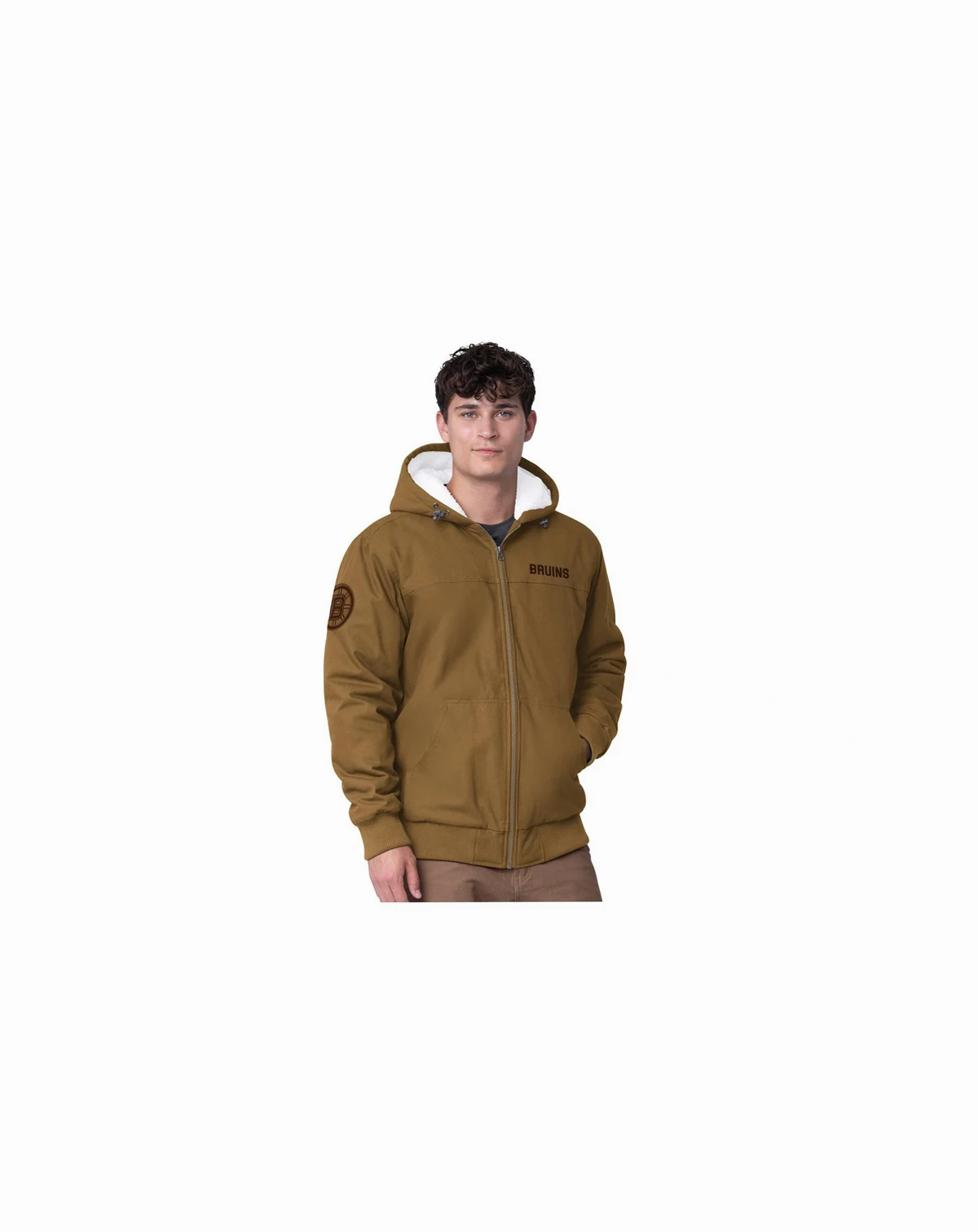 Men's Tan Boston Bruins Build Up Full-Zip Hoodie Jacket