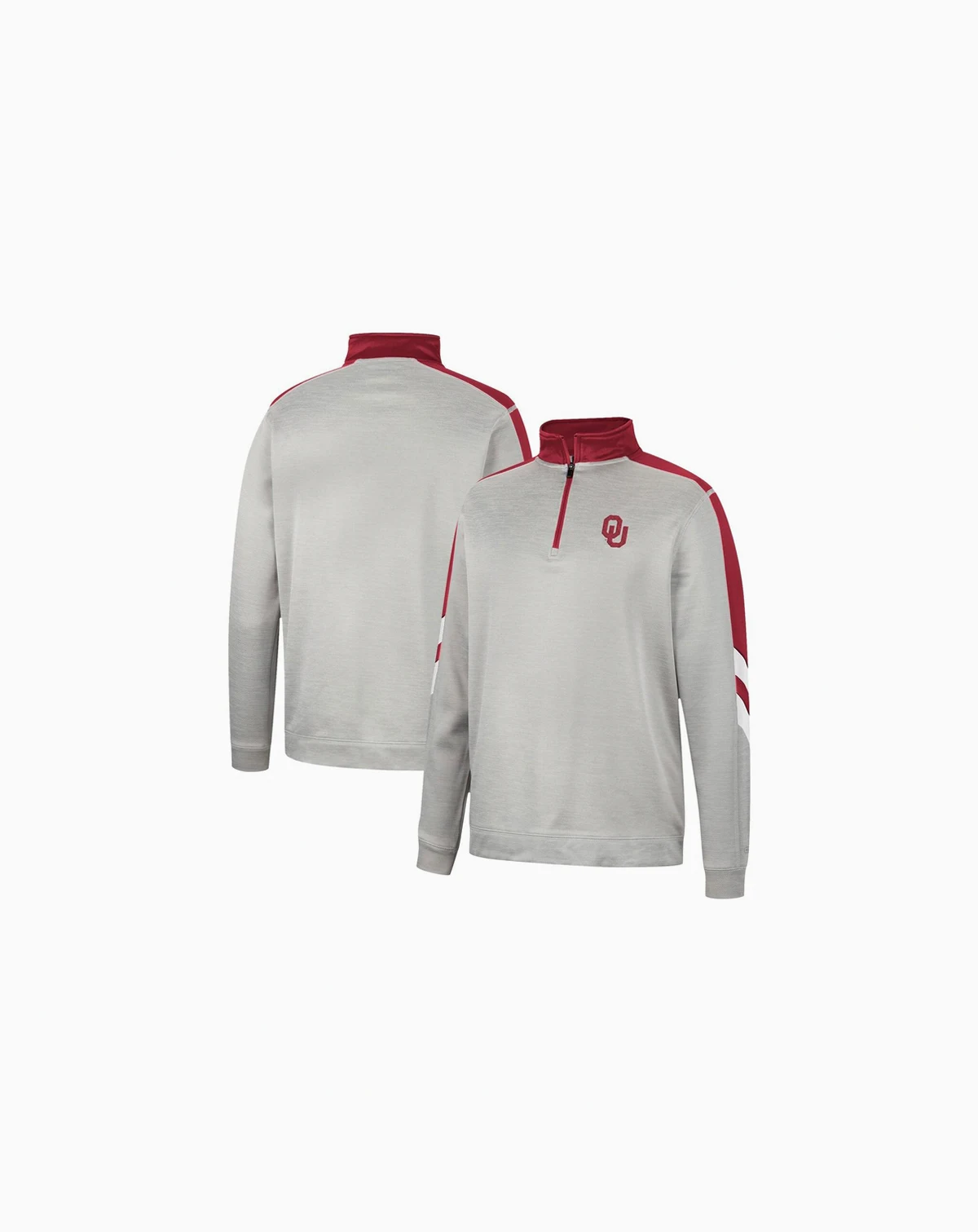 Men's Gray and Crimson Oklahoma Sooners Bushwood Fleece Quarter-Zip Jacket