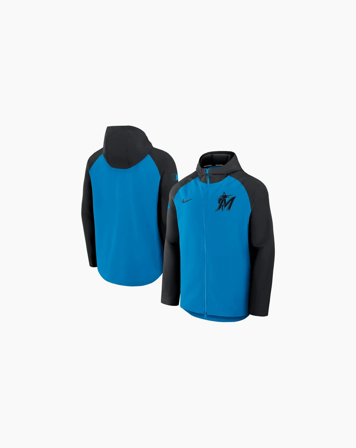 Men's Blue/Black Miami Marlins Authentic Collection Raglan Performance Full-Zip Jacket