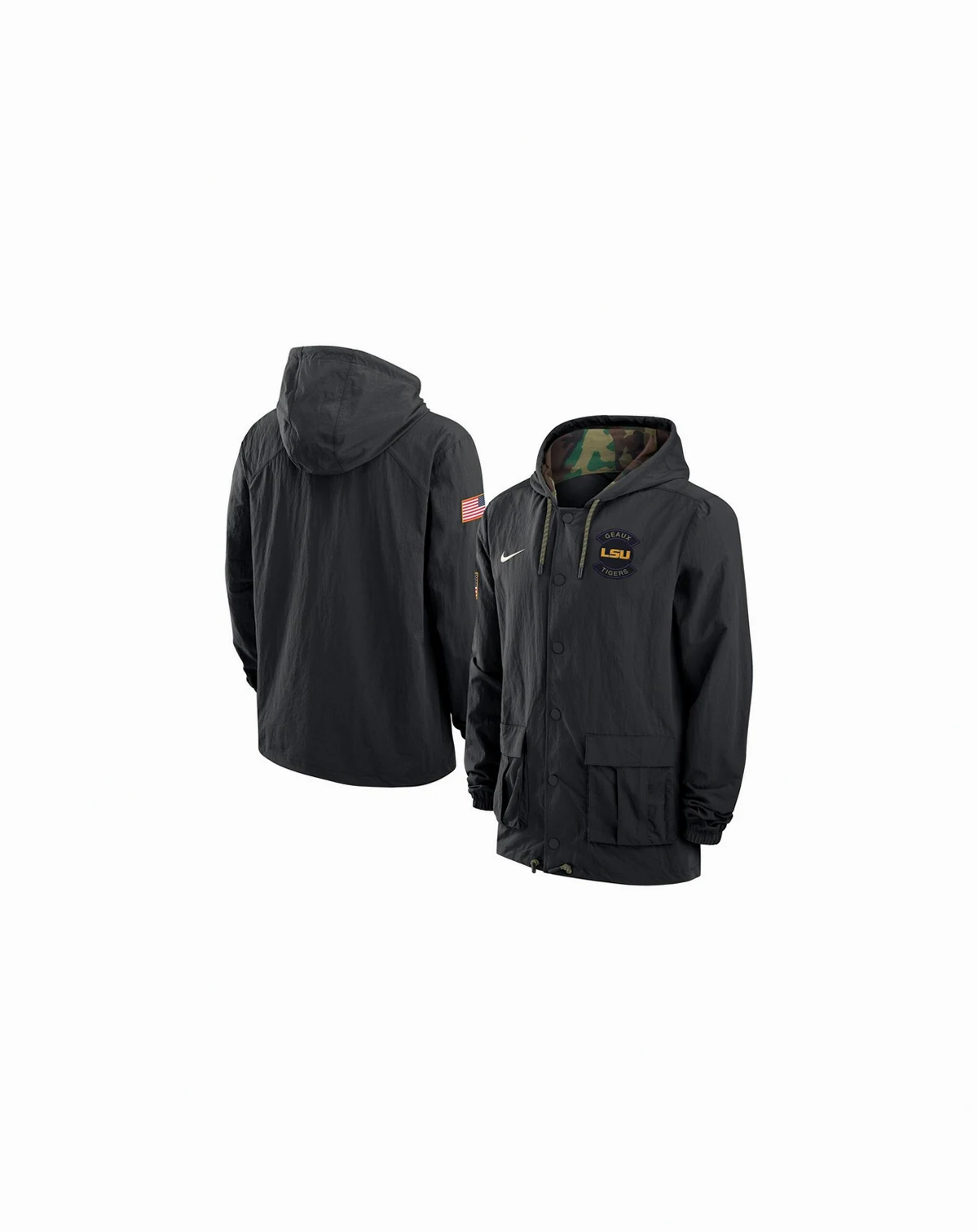 Men's Black LSU Tigers 2025 NCAA Military Appreciation Full-Snap Jacket