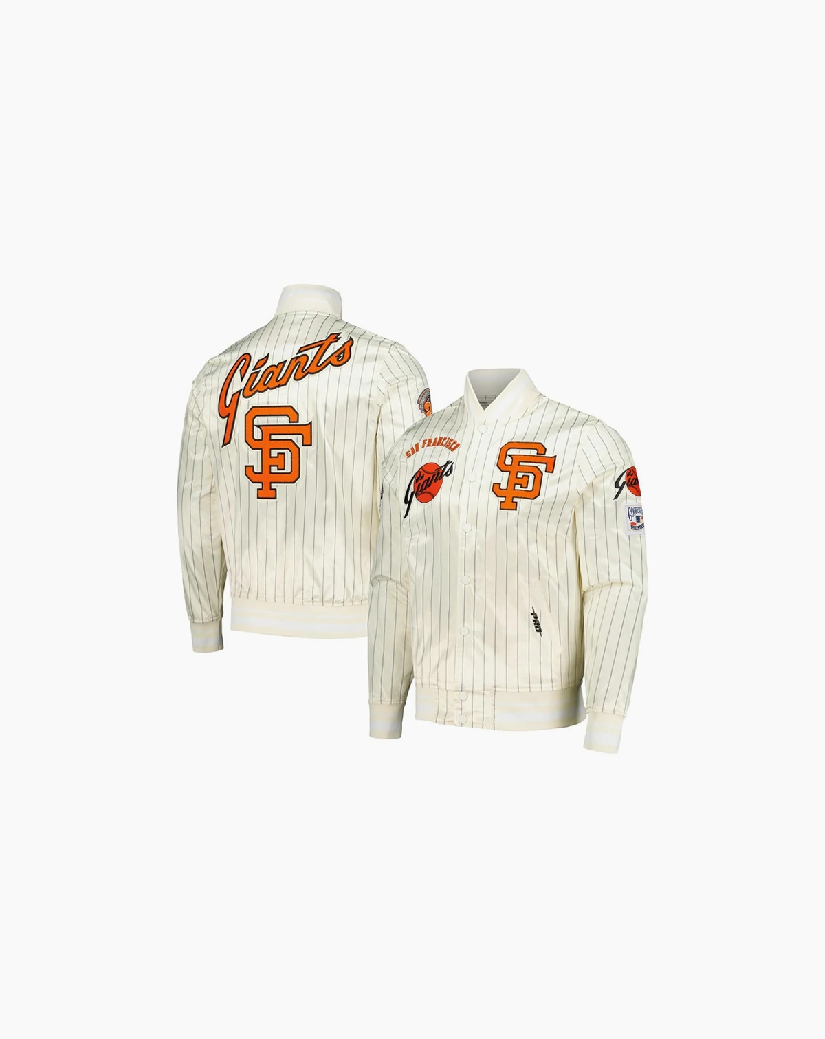 Men's Cream San Francisco Giants Cooperstown Collection Pinstripe Retro Classic Satin Full-Snap Jacket