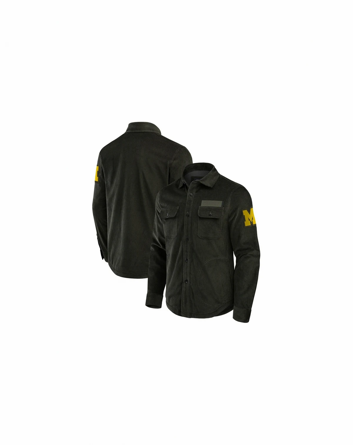 Men's Olive Michigan Wolverines Corduroy Full-Button Shacket