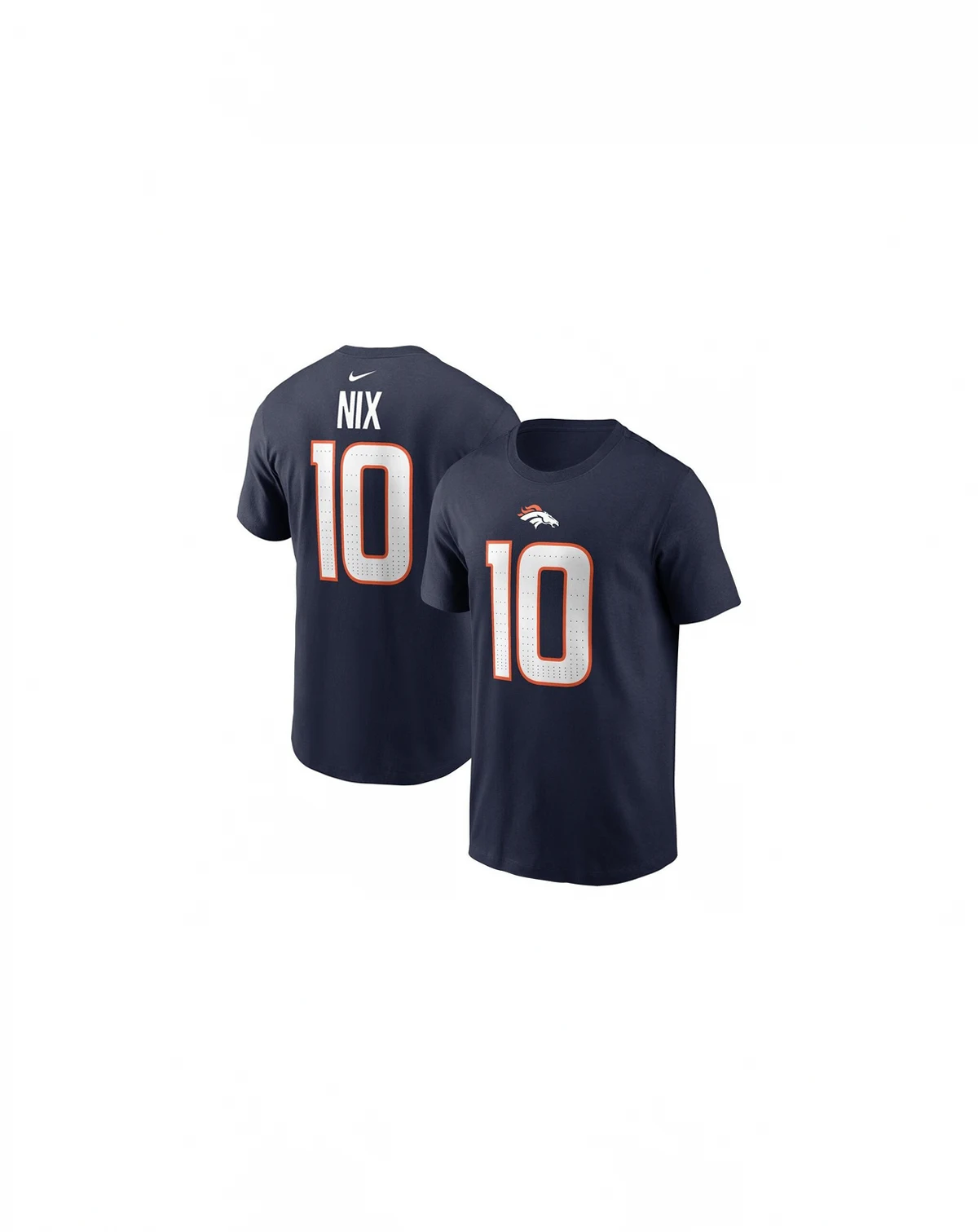 Men's Bo Nix Navy Denver Broncos 2024 NFL Draft Player Name Number T-Shirt