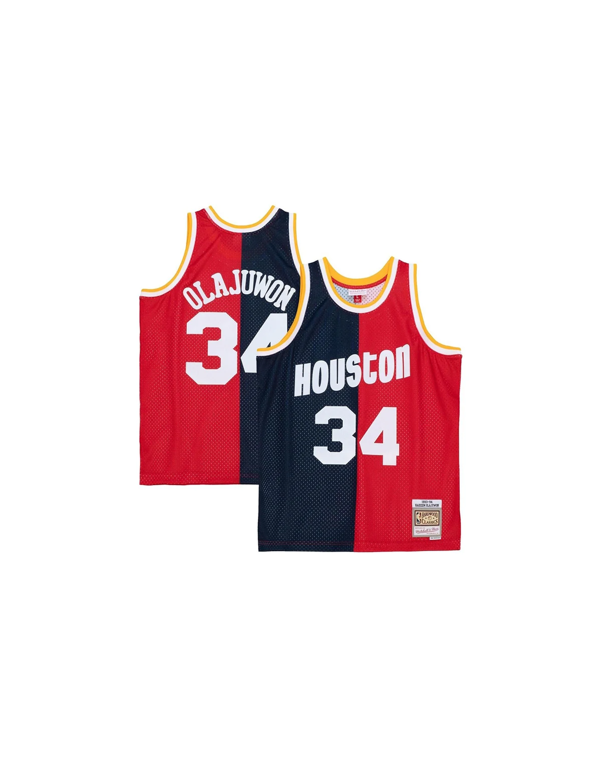 Men's Hakeem Olajuwon Navy, Red Houston Rockets Big and Tall Hardwood Classics 1993-94 Split Swingman Jersey