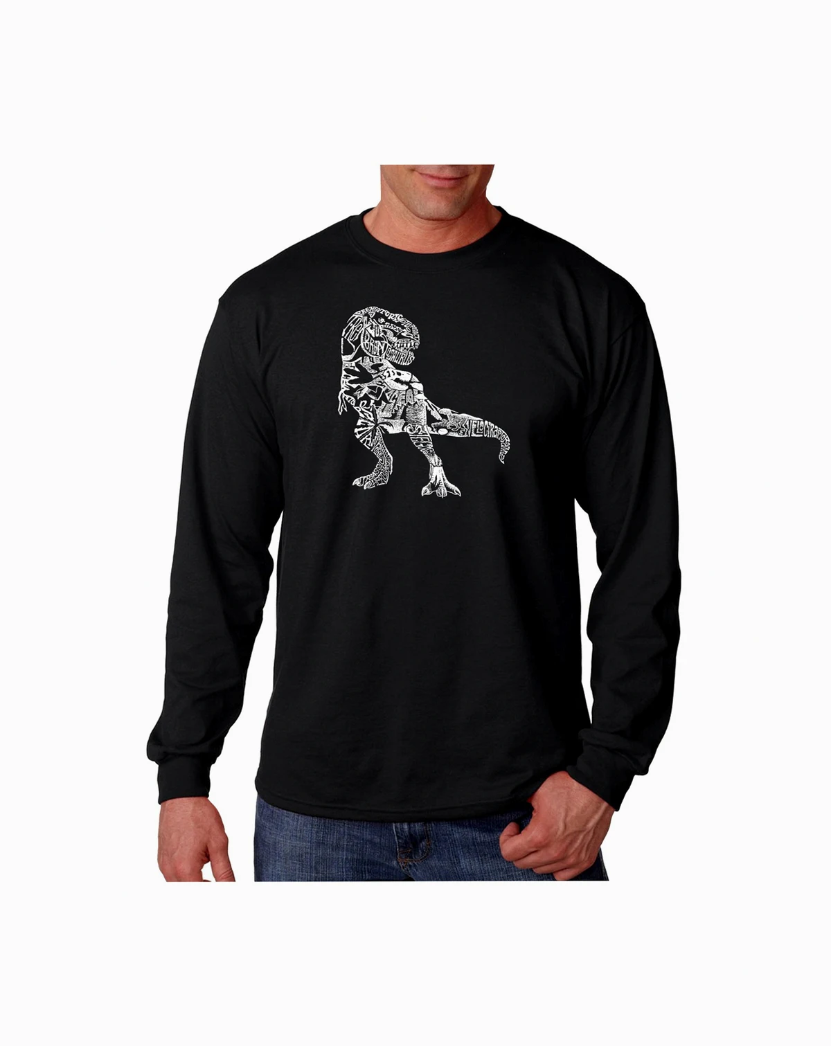 Men's Word Art Long Sleeve T-Shirt- Dinosaur