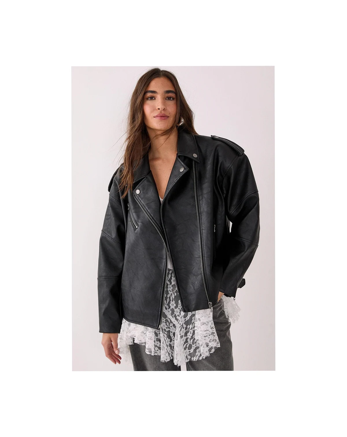 Women's Faux Leather Biker Jacket