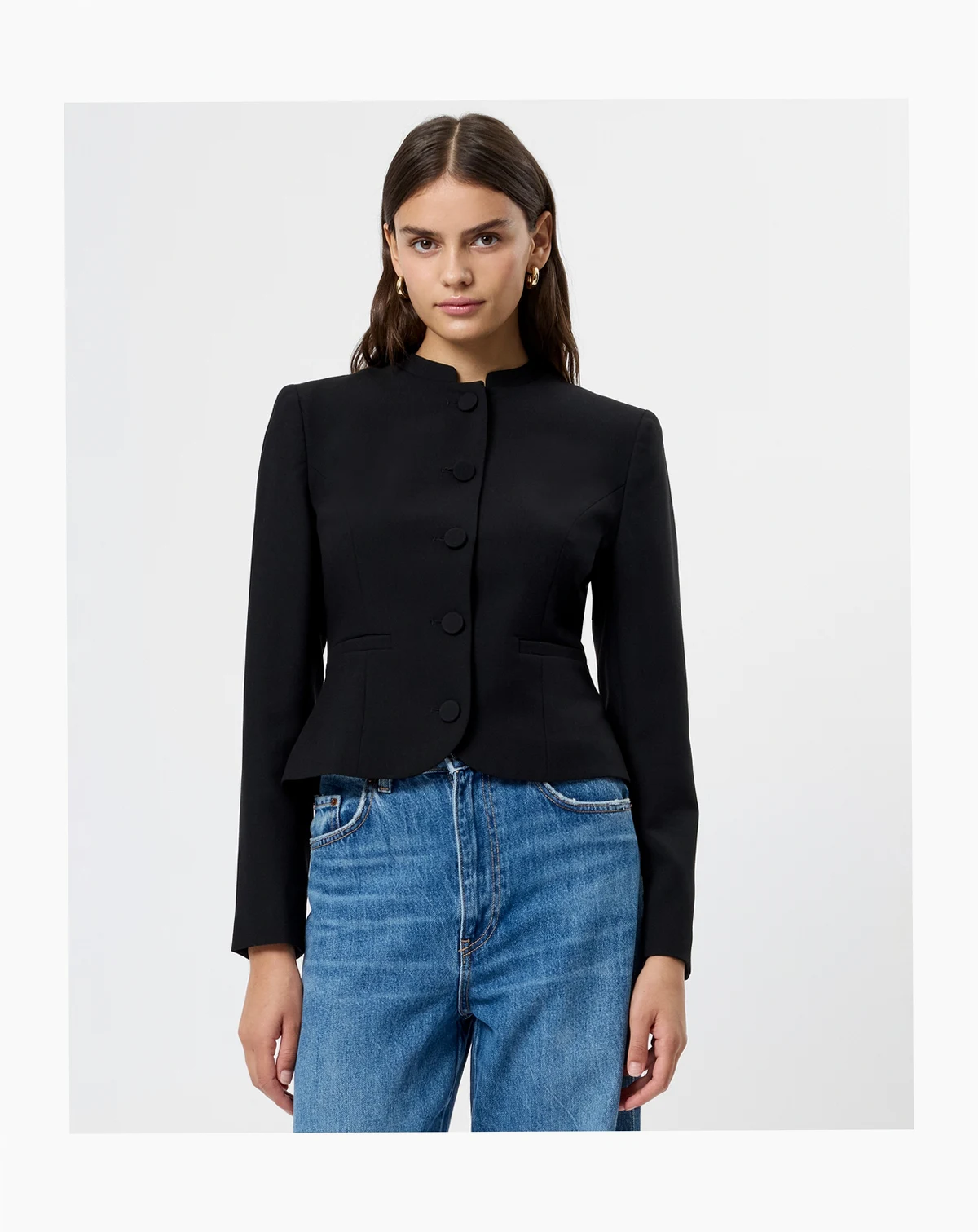 Women's Round Neck Button Down Jacket