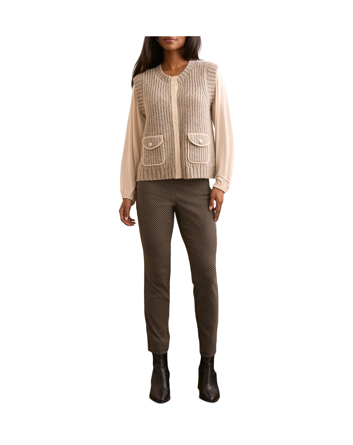 Women's Crew Neck Sleeveless Jacket