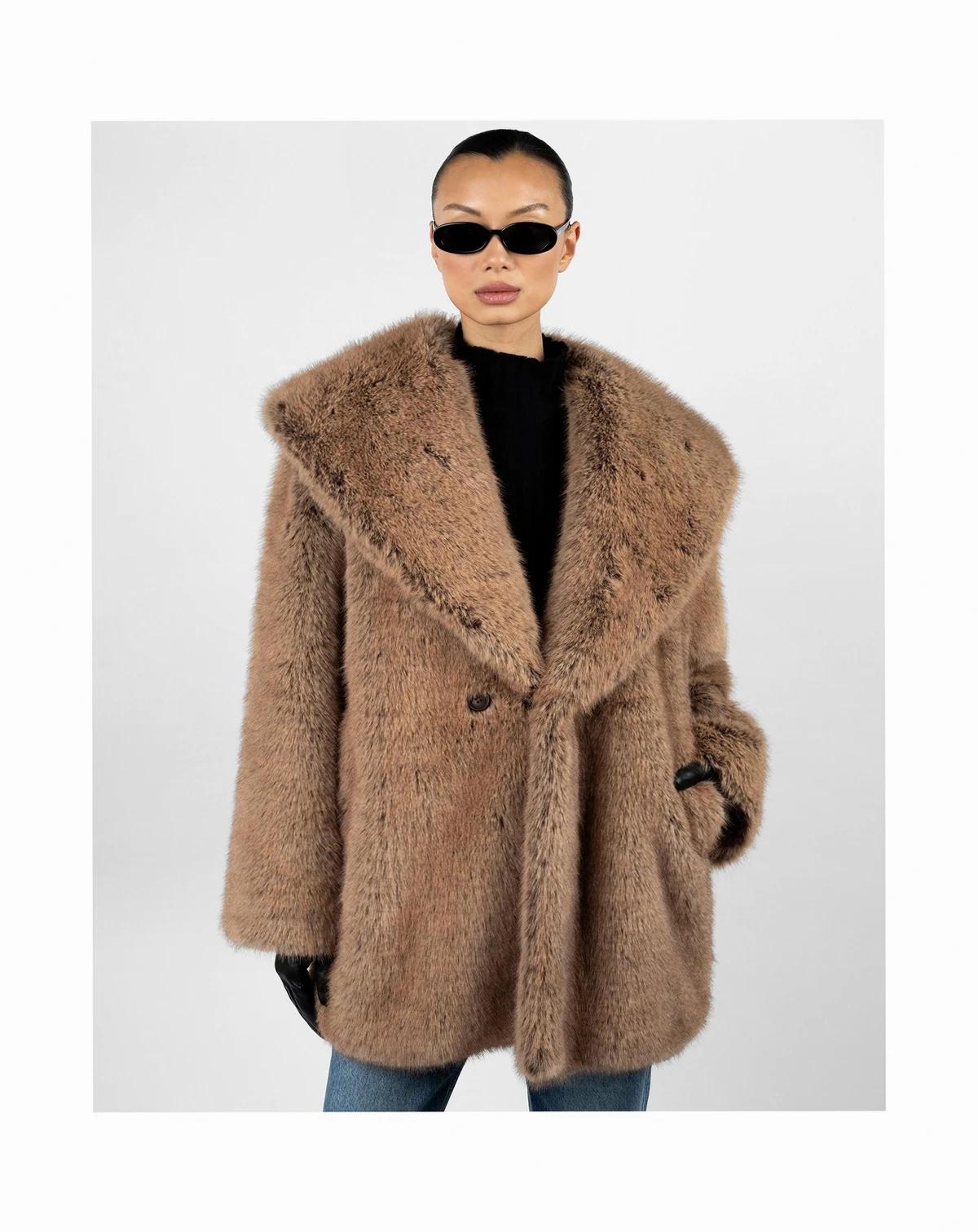 Women's Shawl-Collar Faux-Fur Coat