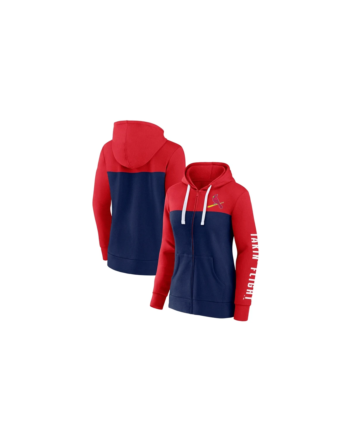 Women's Red, Navy St. Louis Cardinals Take The Field Colorblocked Hoodie Full-Zip Jacket