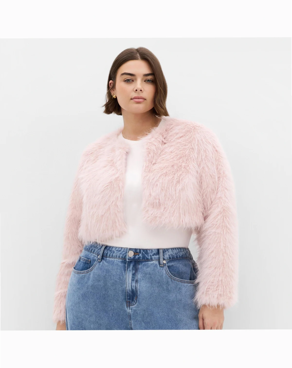 Plus Size Angelica Faux Fur Crop Jacket
