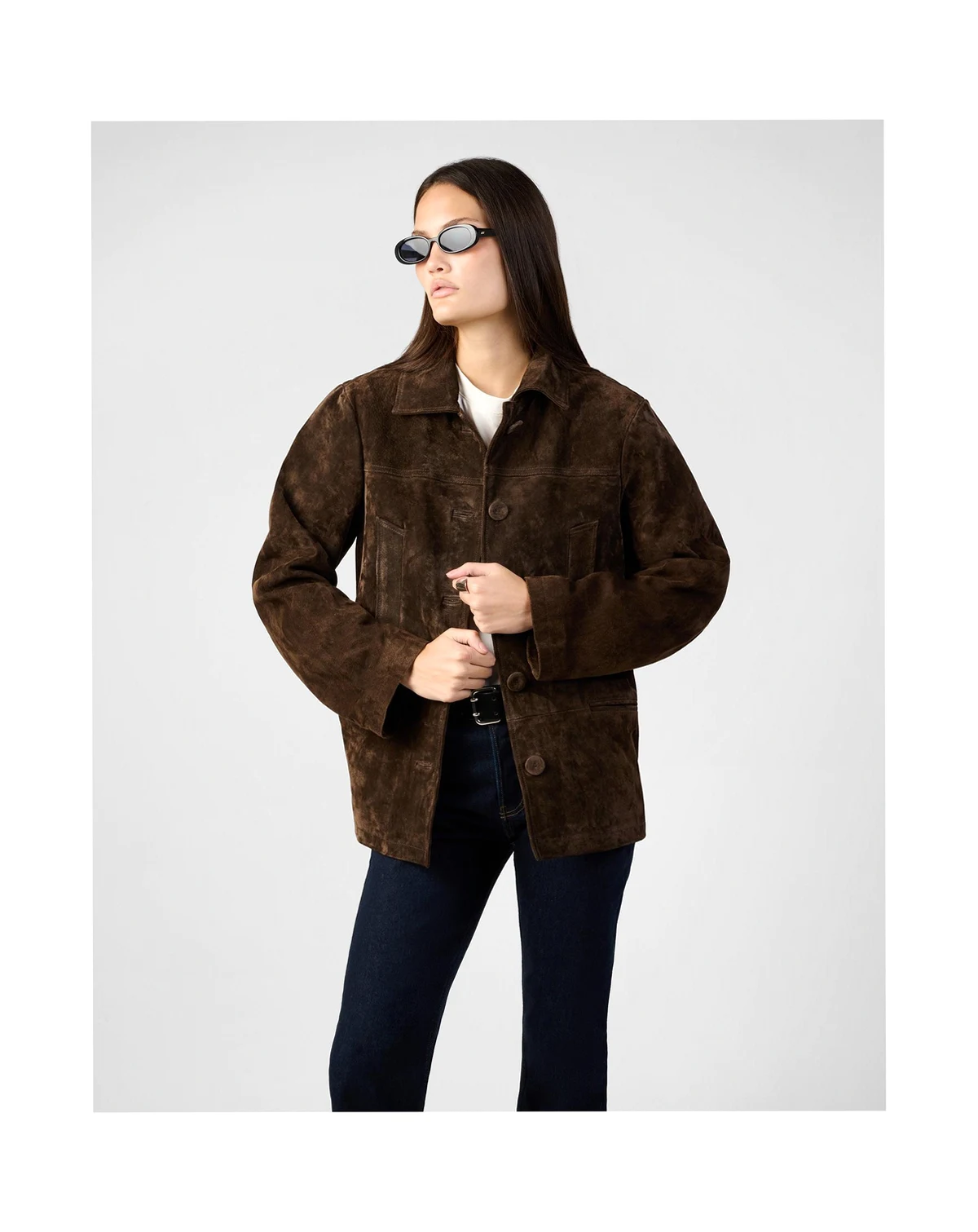 Women's Premium Suede Button Front Jacket