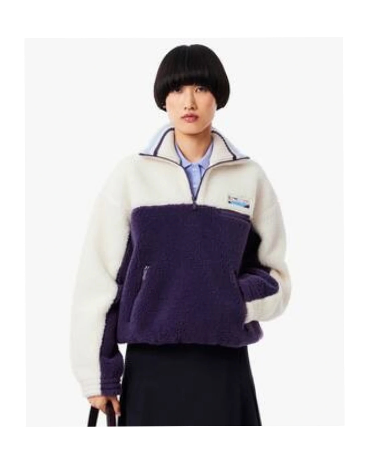 LACOSTE Women's Oversized Colorblock Half Zip Jacket