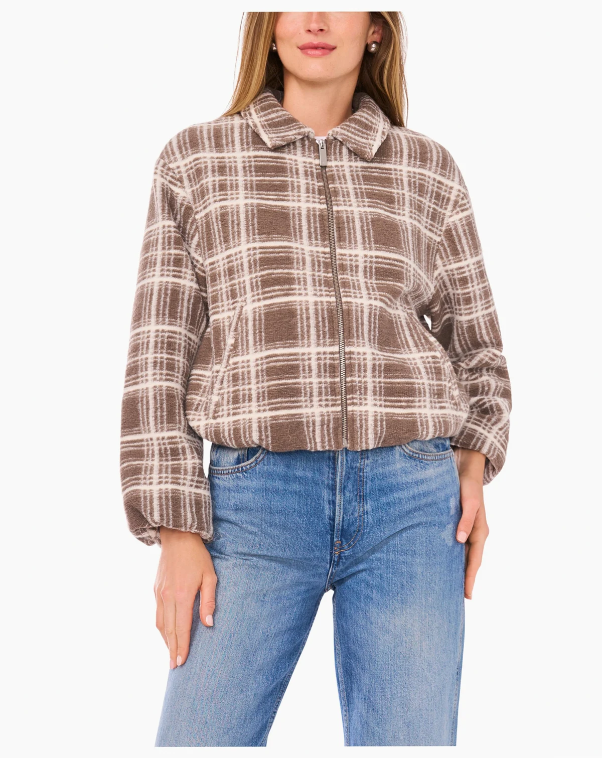 Women's Collared Neck Cropped Bubble Jacket