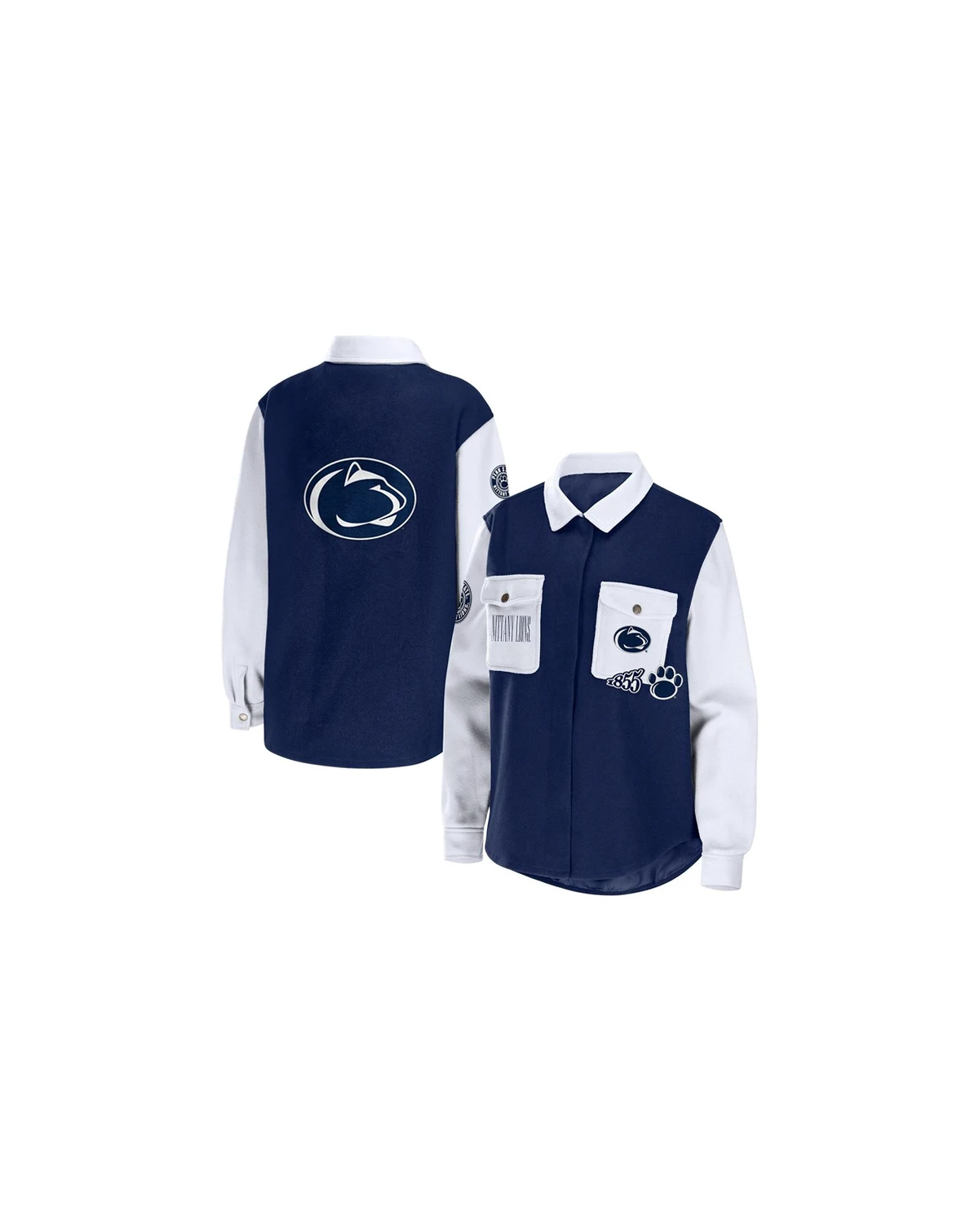 Women's Navy Penn State Nittany Lions Button-Up Shirt Jacket