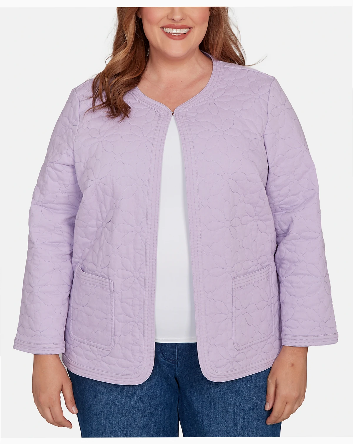 Plus Size Hilton Head Floral Quilted Patchwork Jacket