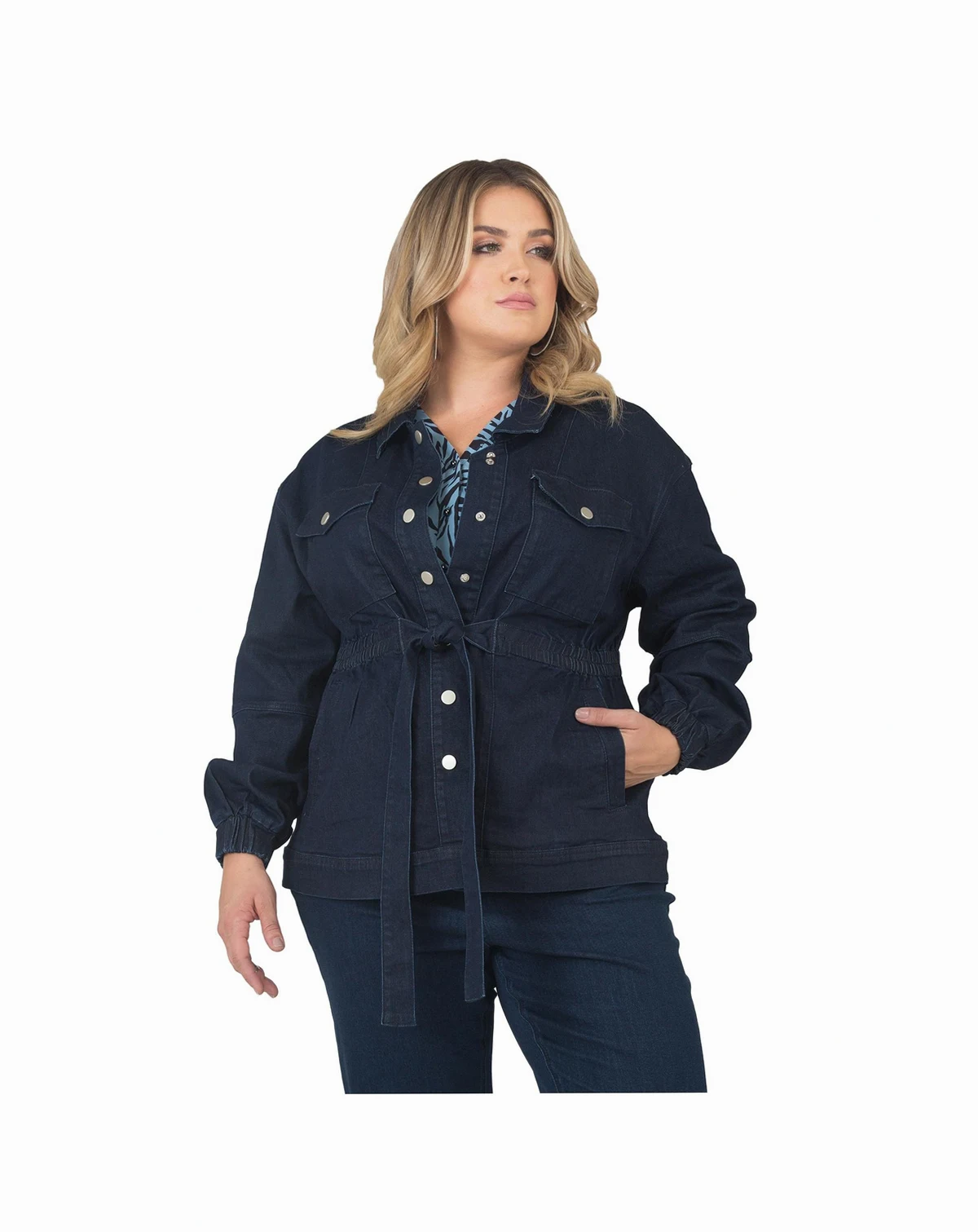 Women's Plus Size Utility Anorak Denim Jacket