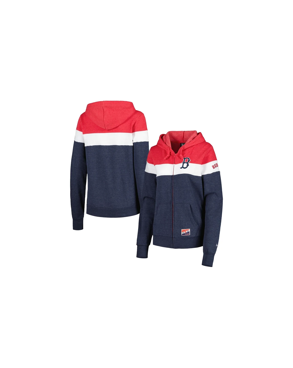 Women's Heather Navy Boston Red Sox Colorblock Full-Zip Hoodie Jacket