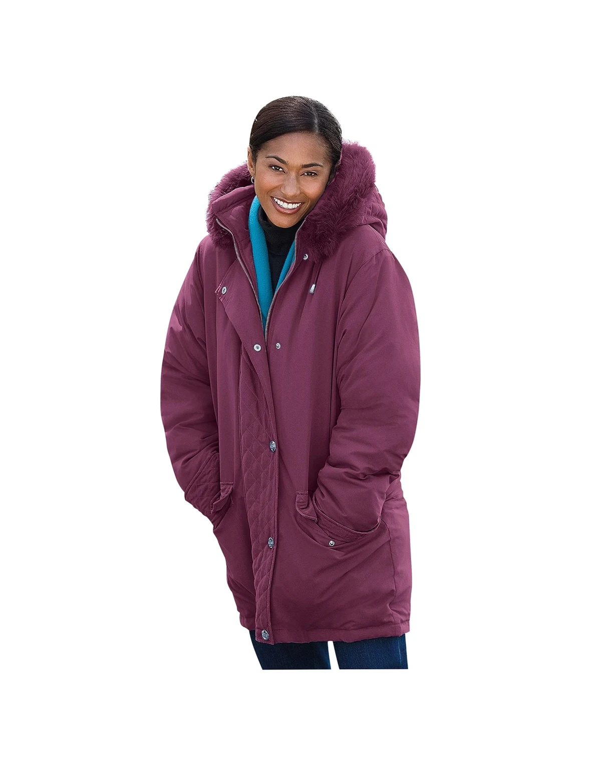 Plus Size Faux Fur Down Parka Coat