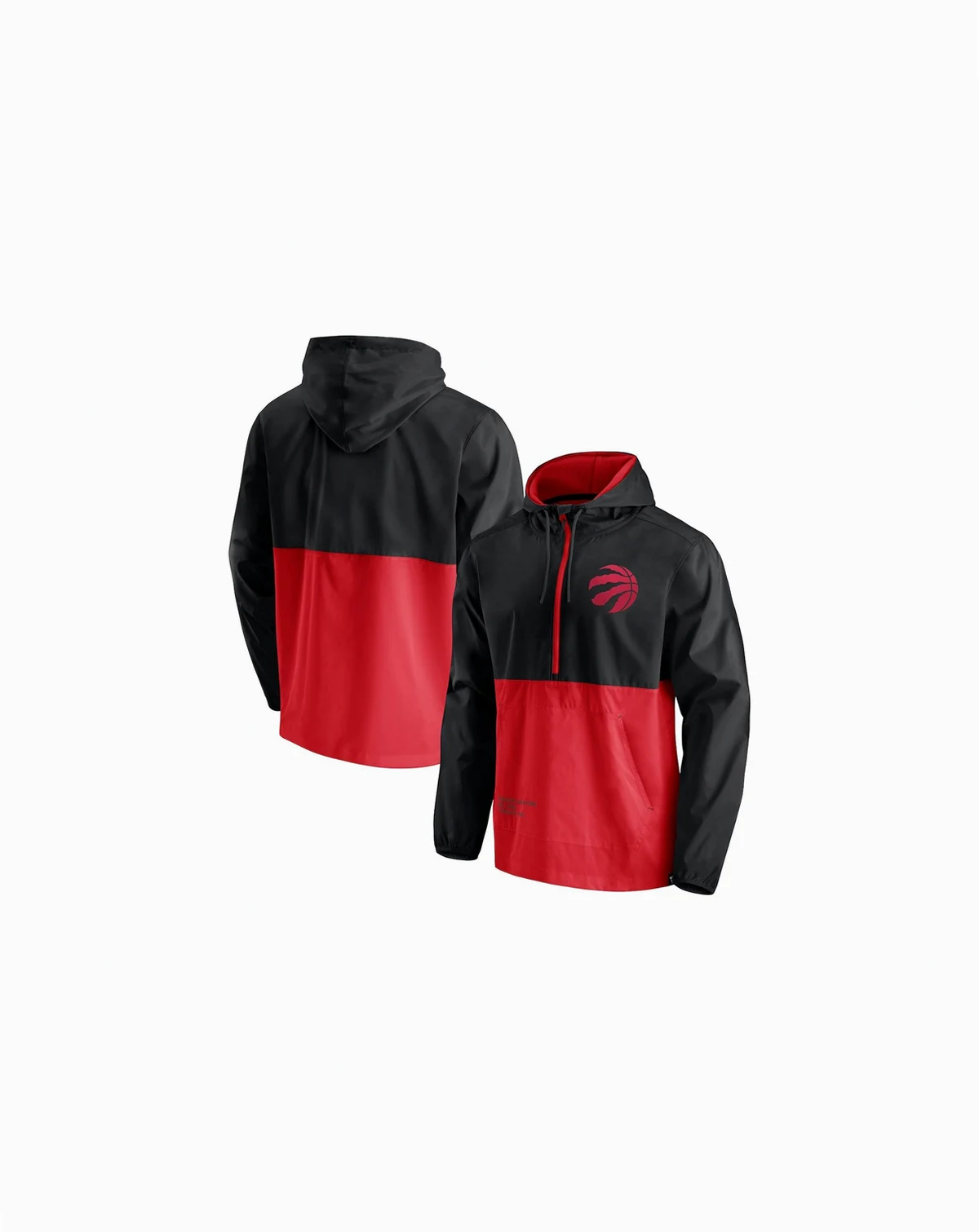 Men's Black, Red Toronto Raptors Anorak Block Party Windbreaker Half-Zip Hoodie Jacket