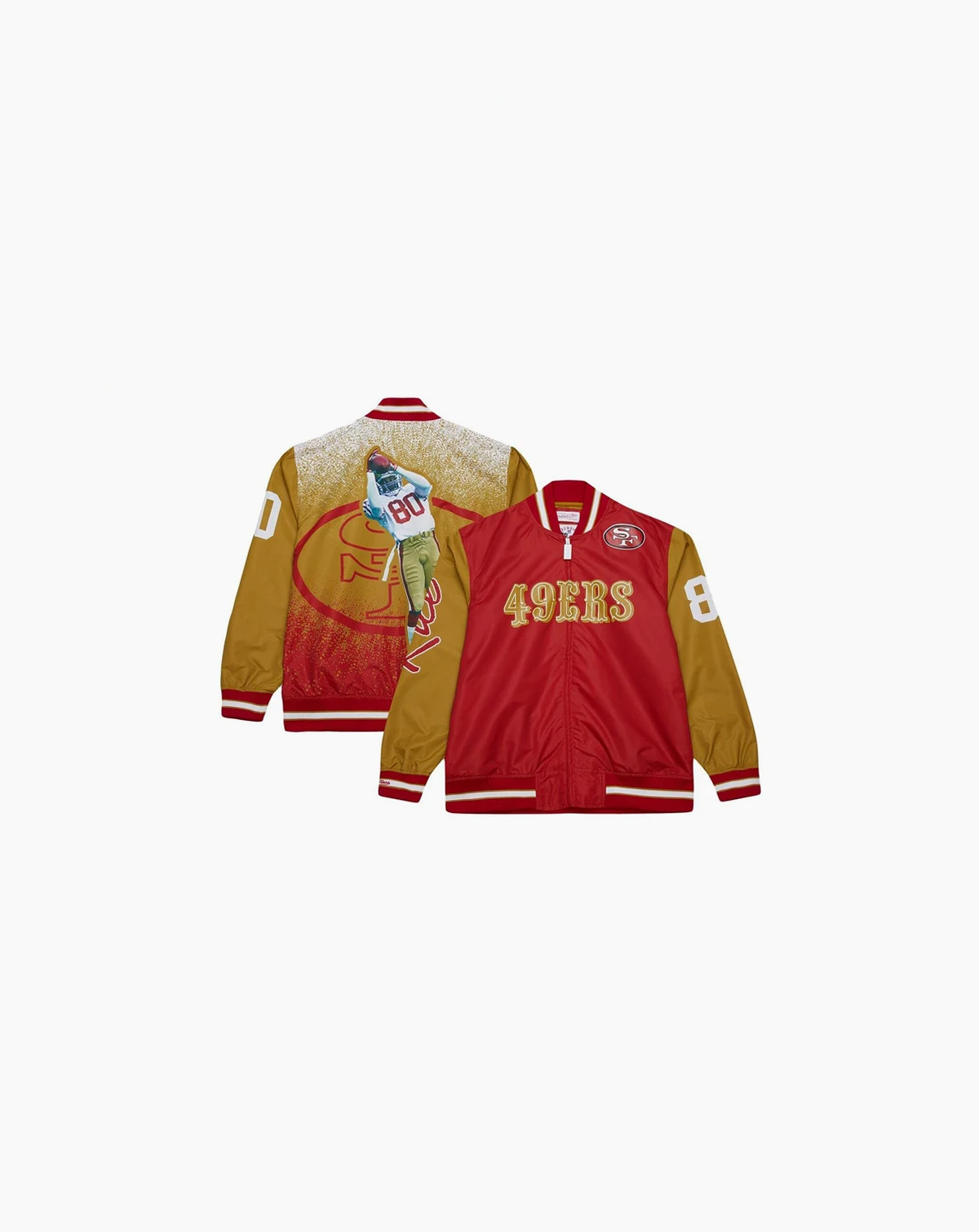Men's Jerry Rice Scarlet San Francisco 49ers Retired Player Graphic Full-Zip Satin Jacket