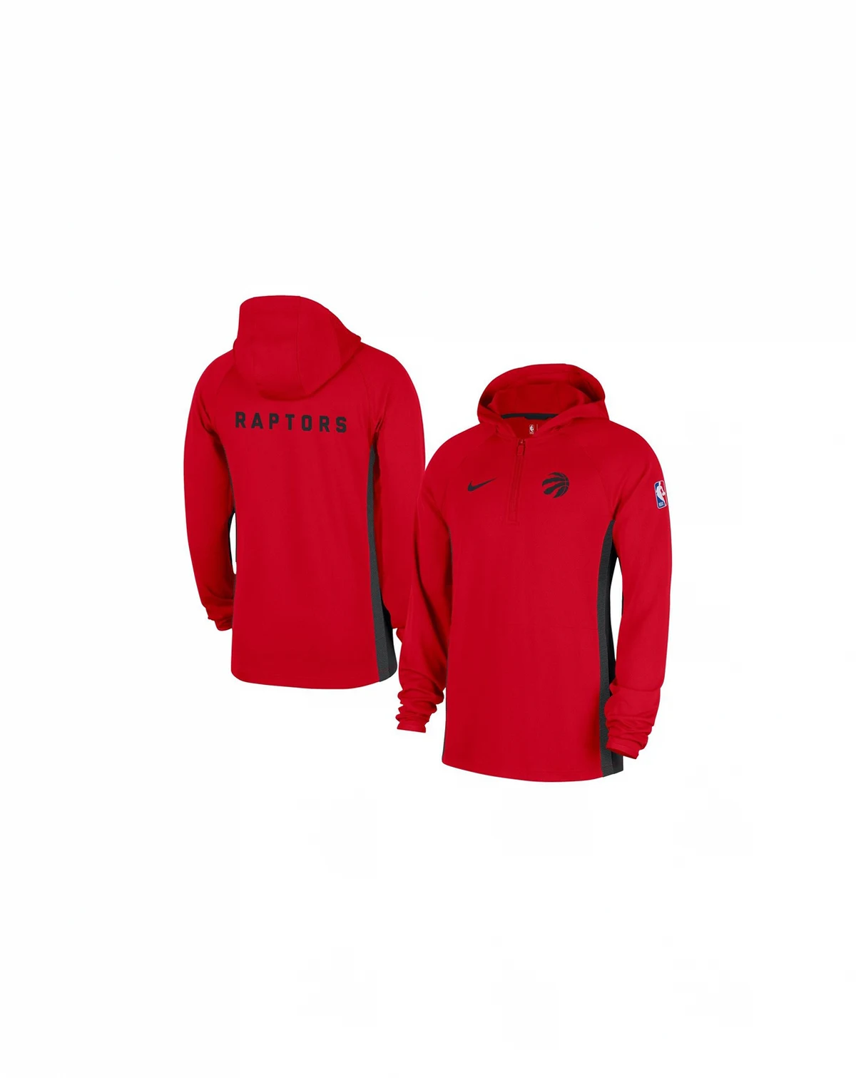 Men's Red Toronto Raptors Authentic On Court Zone Quarter-Zip Dri-FIT Hoodie Jacket