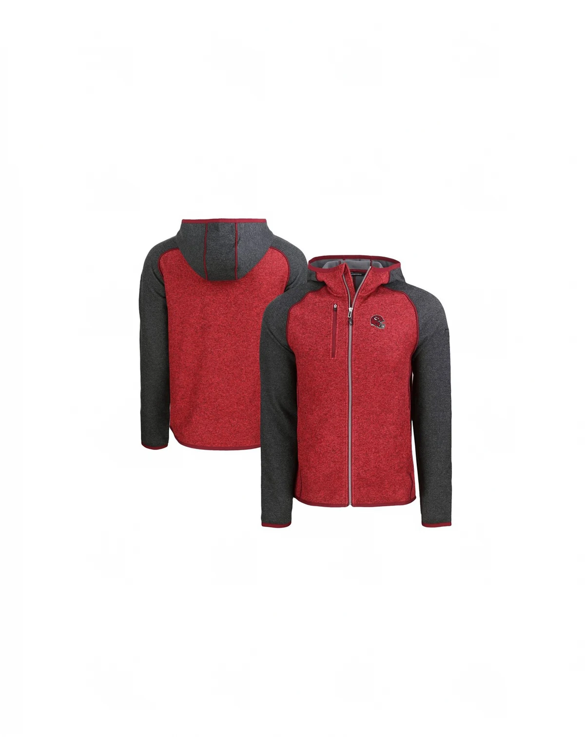 Men's Heather Red/Heather Charcoal Kansas City Chiefs Helmet Mainsail Sweater-Knit Full-Zip Hoodie