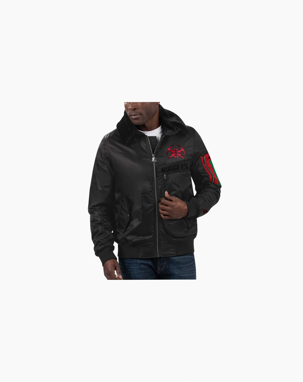 Men's x Ty Mopkins Black Denver Nuggets Black History Month Satin Full-Zip Jacket