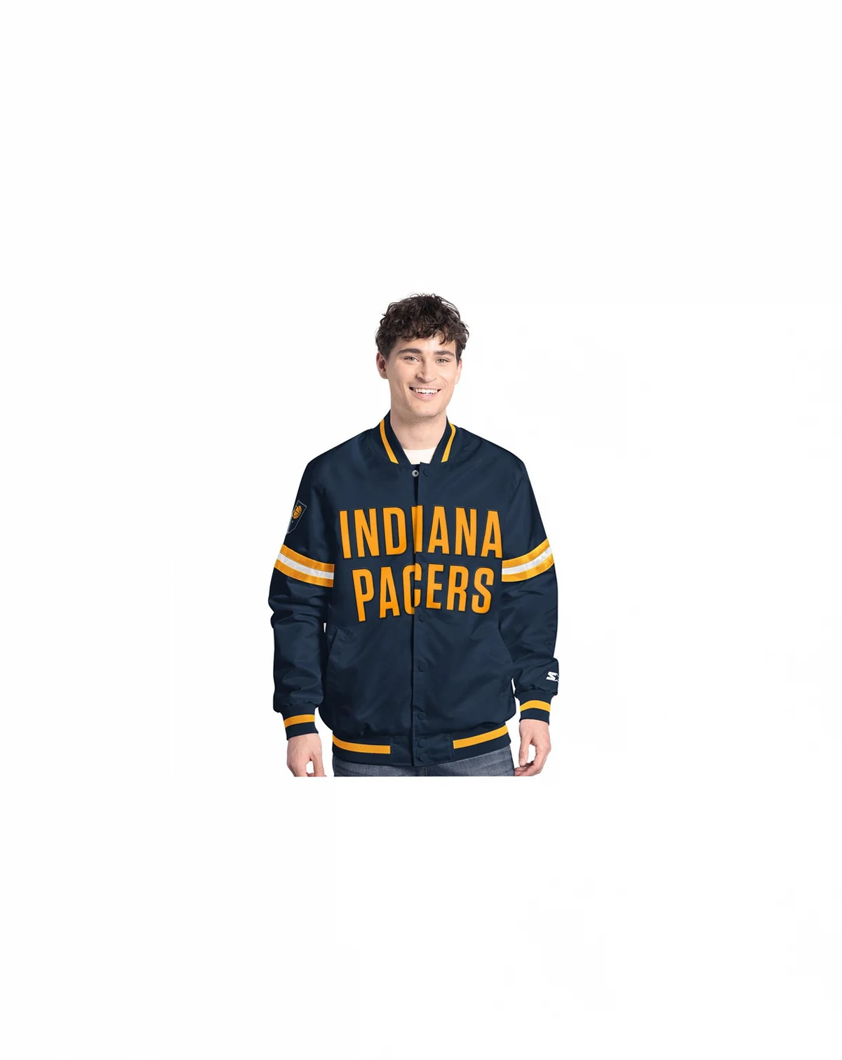 Men's Navy/Gold Indiana Pacers Scout Full Snap Varsity Jacket