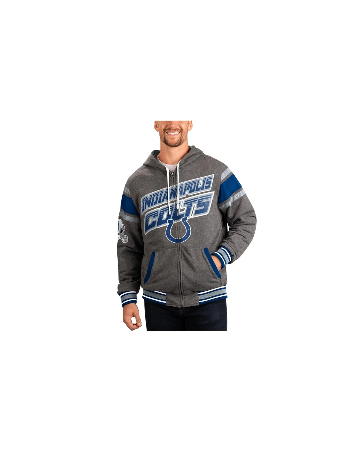Men's Royal/Gray Indianapolis Colts Extreme Full Back Reversible Hoodie Full-Zip Jacket