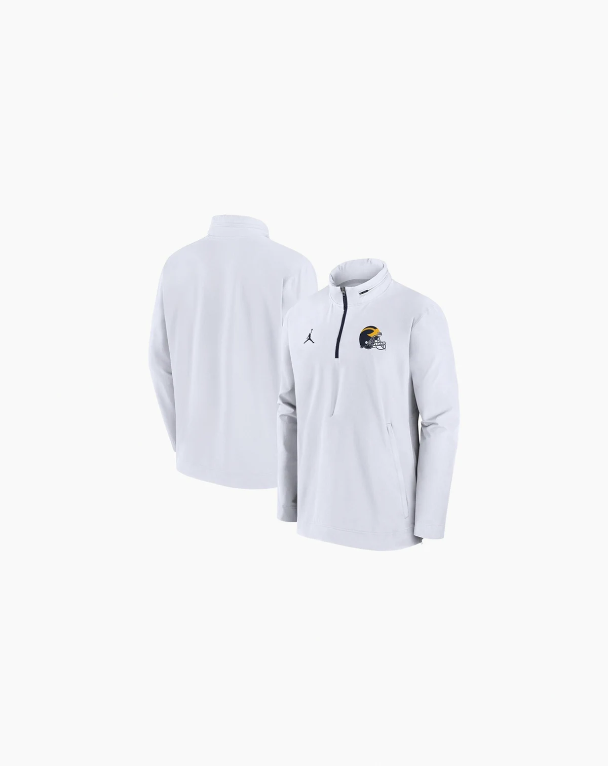 Men's White Michigan Wolverines Sideline Coaches Quarter-Zip Jacket