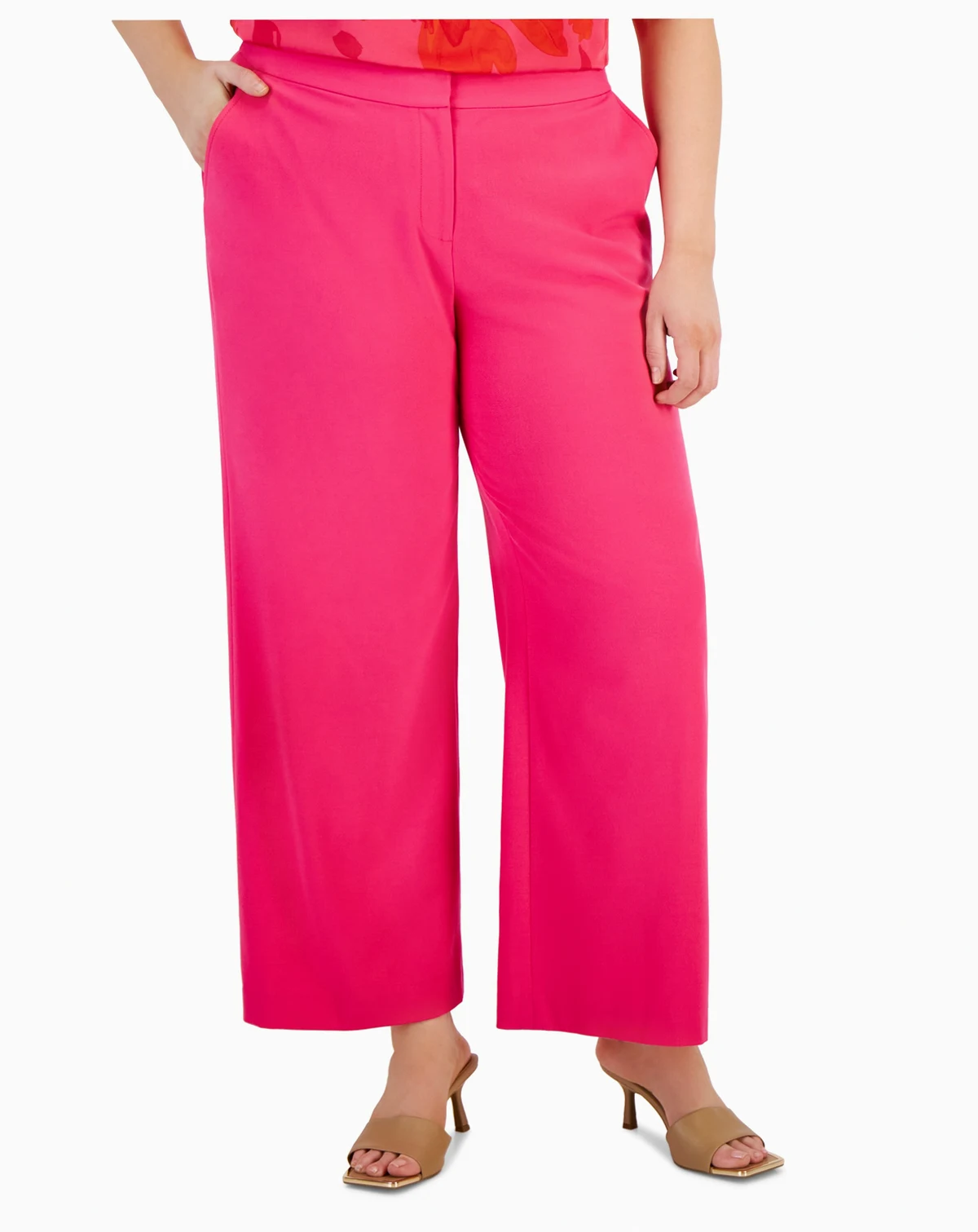 Plus Size Mid-Rise Wide-Leg Full-Length Pants
