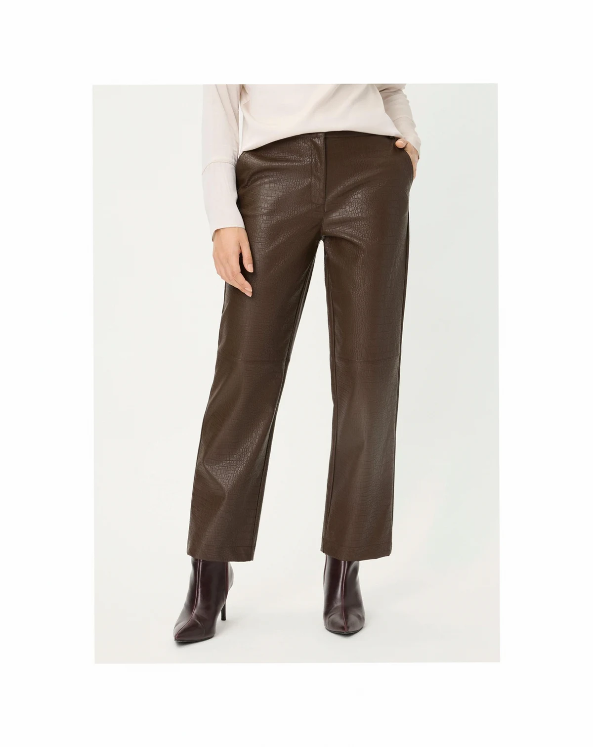 Women's Mona Fit Straight Leg Faux Croc Cropped Pant