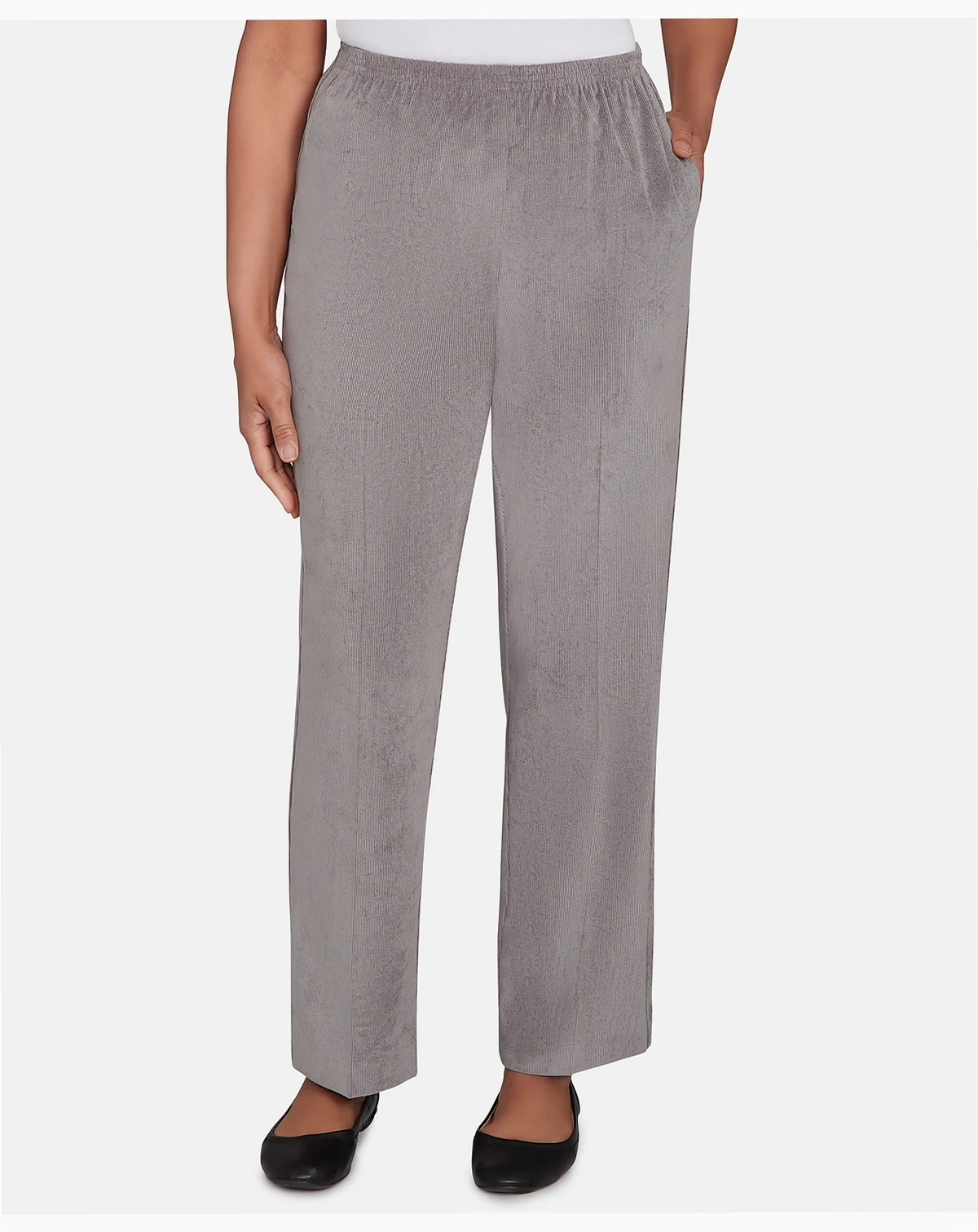 Women's Classic Corduroy Elastic Waist Short Length Pants