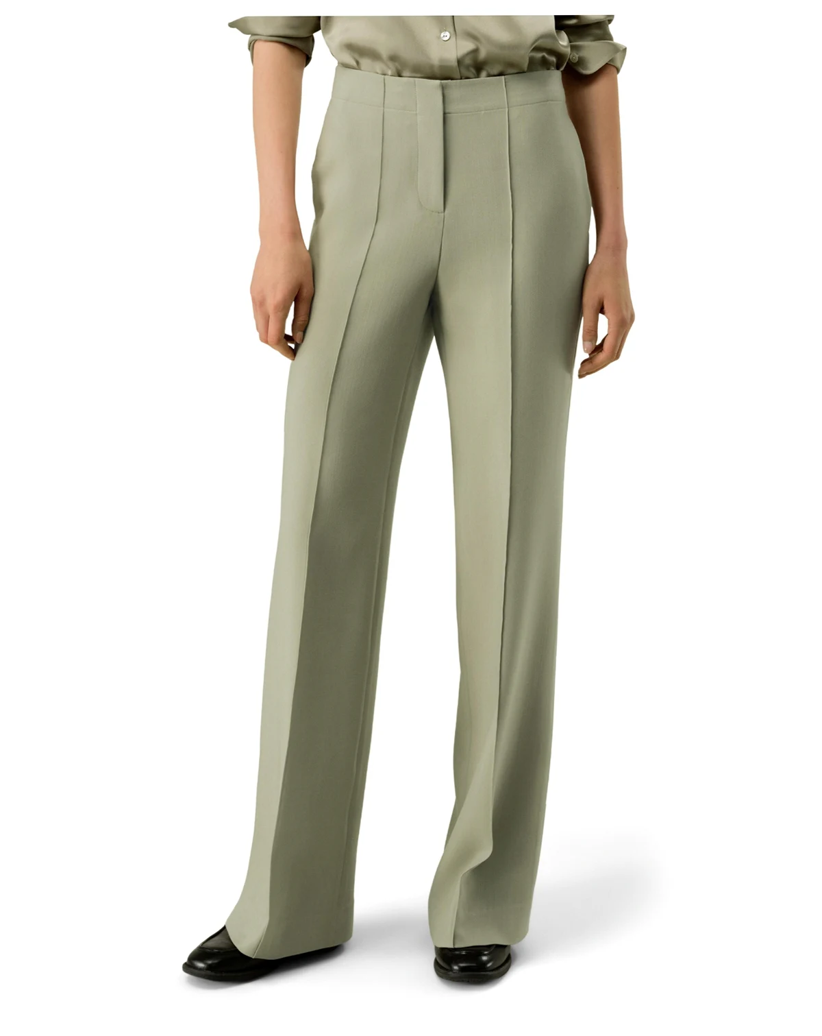 Women's Silk-Wool Twill Flare Pants