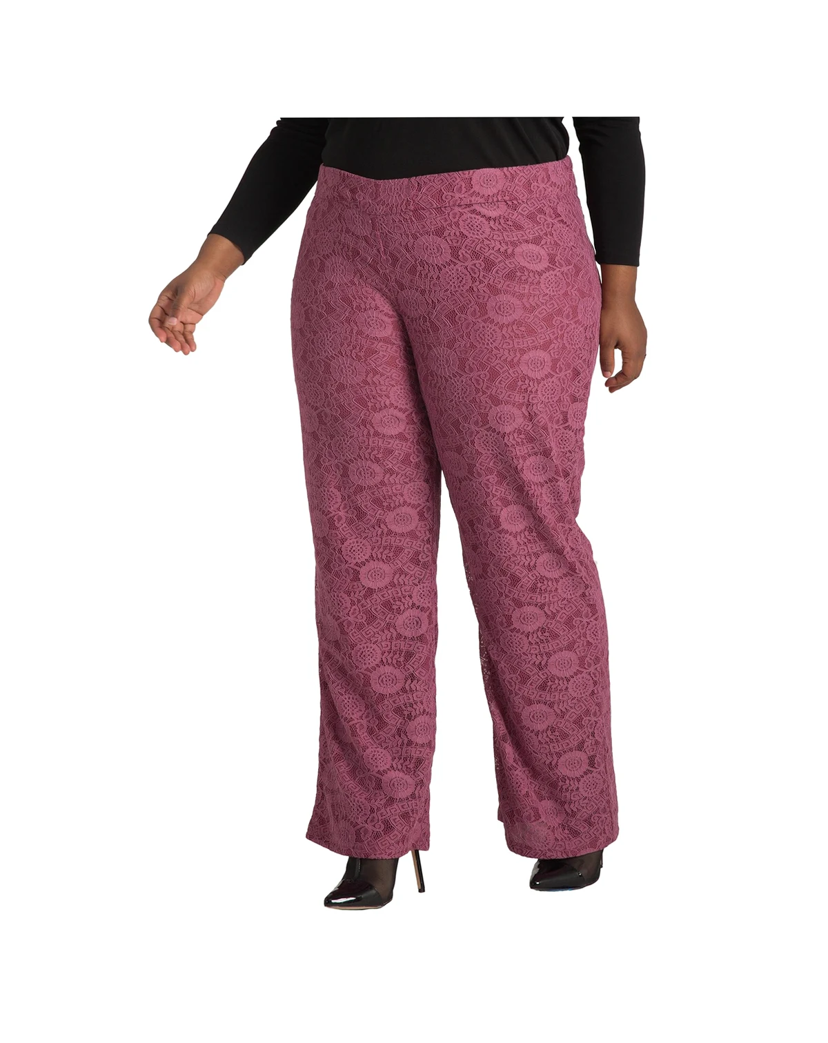 Plus Size Lace Wide Leg Pants