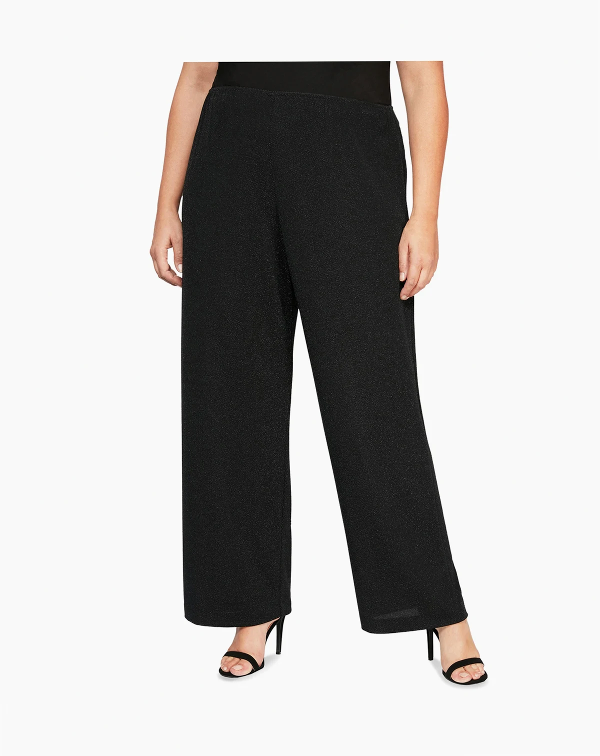 Plus Size Metallic-Knit Straight-Leg Pants