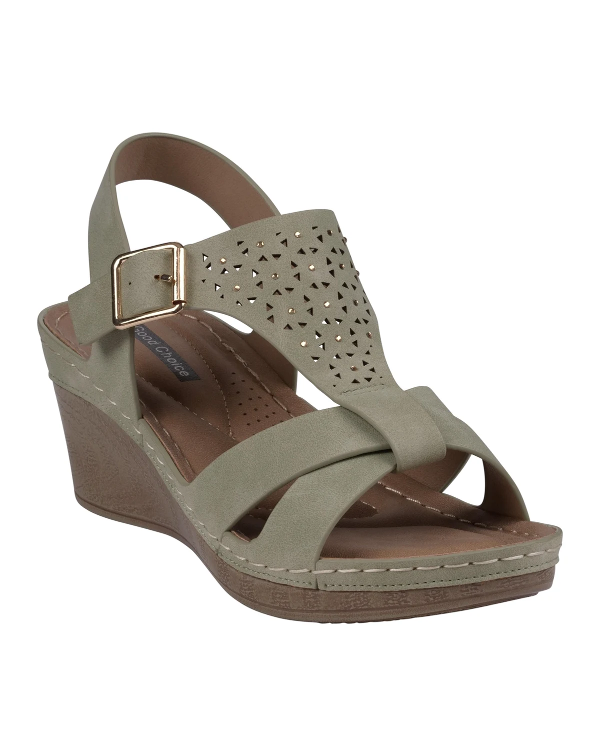 Women's Cole Embellished T-Strap Slingback Wedge Sandals