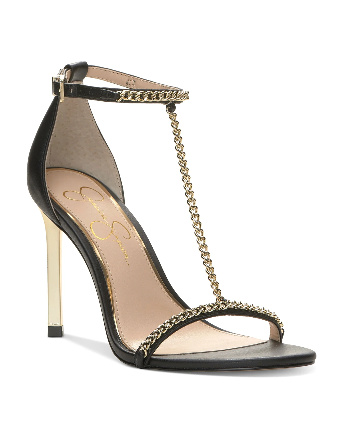 Women's Qiven T-Strap Chain Heeled Dress Sandals