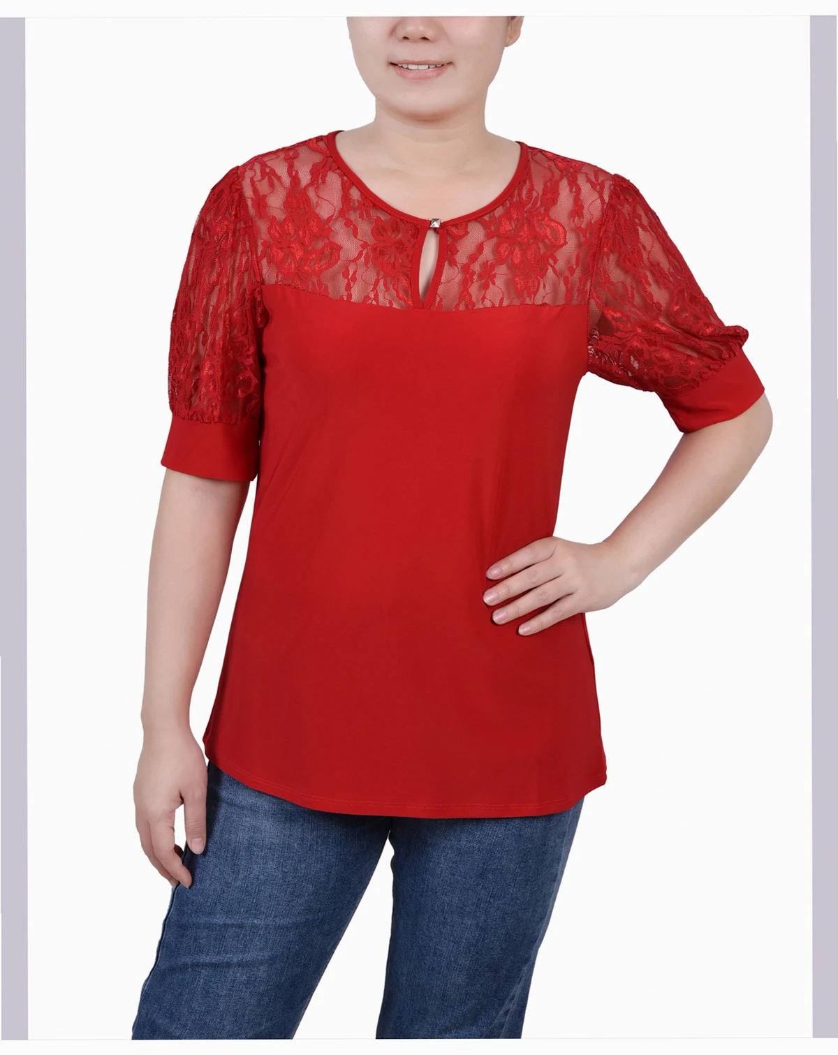 Petite Puff Sleeve Lace Top