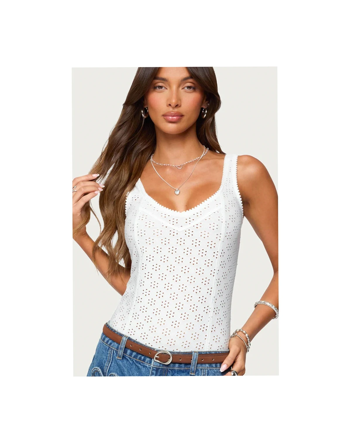 Womens Clementina Eyelet Bodysuit