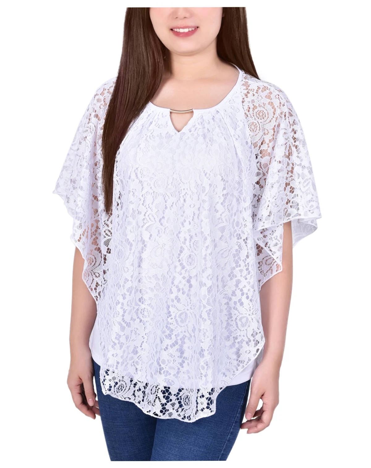 Women's Lace Poncho Top with Bar