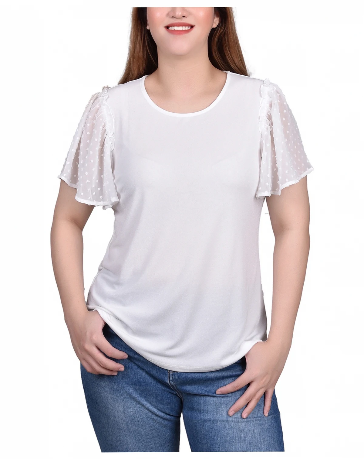 Clip Dot Flutter Sleeve Top