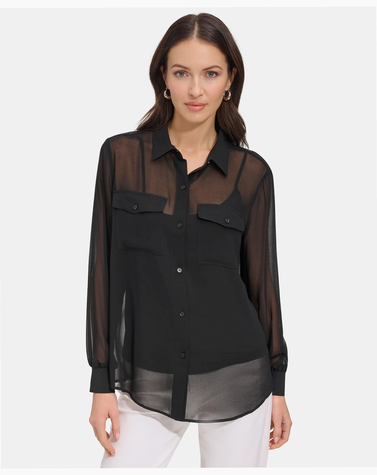 Women's Button-Down Chiffon Shirt