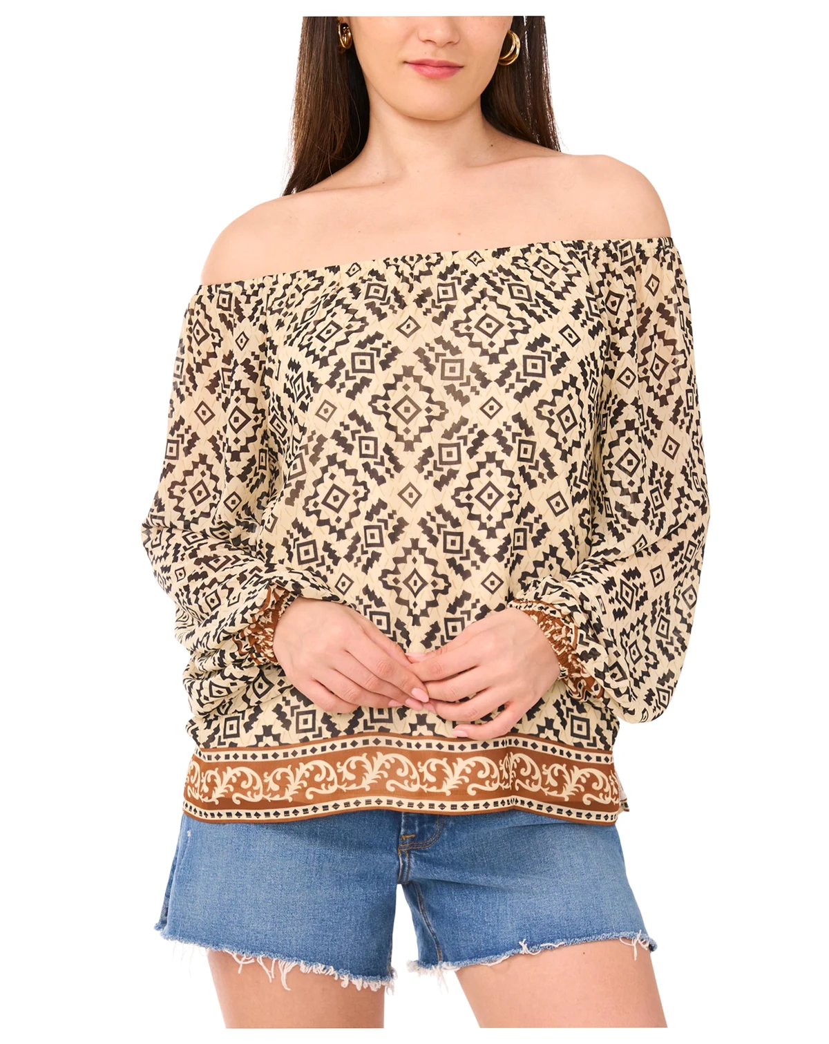 Women's Printed Off-The-Shoulder Blouse