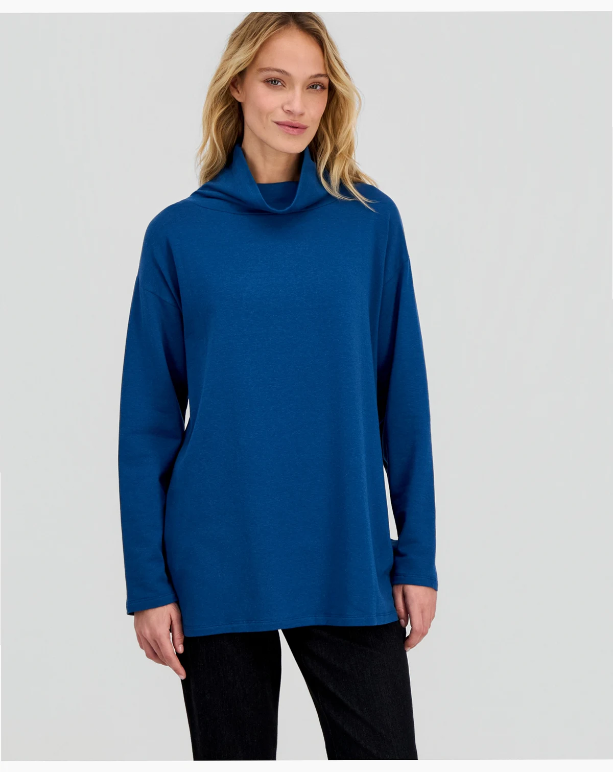 Women's Drapey Funnel-Neck Relaxed Tunic