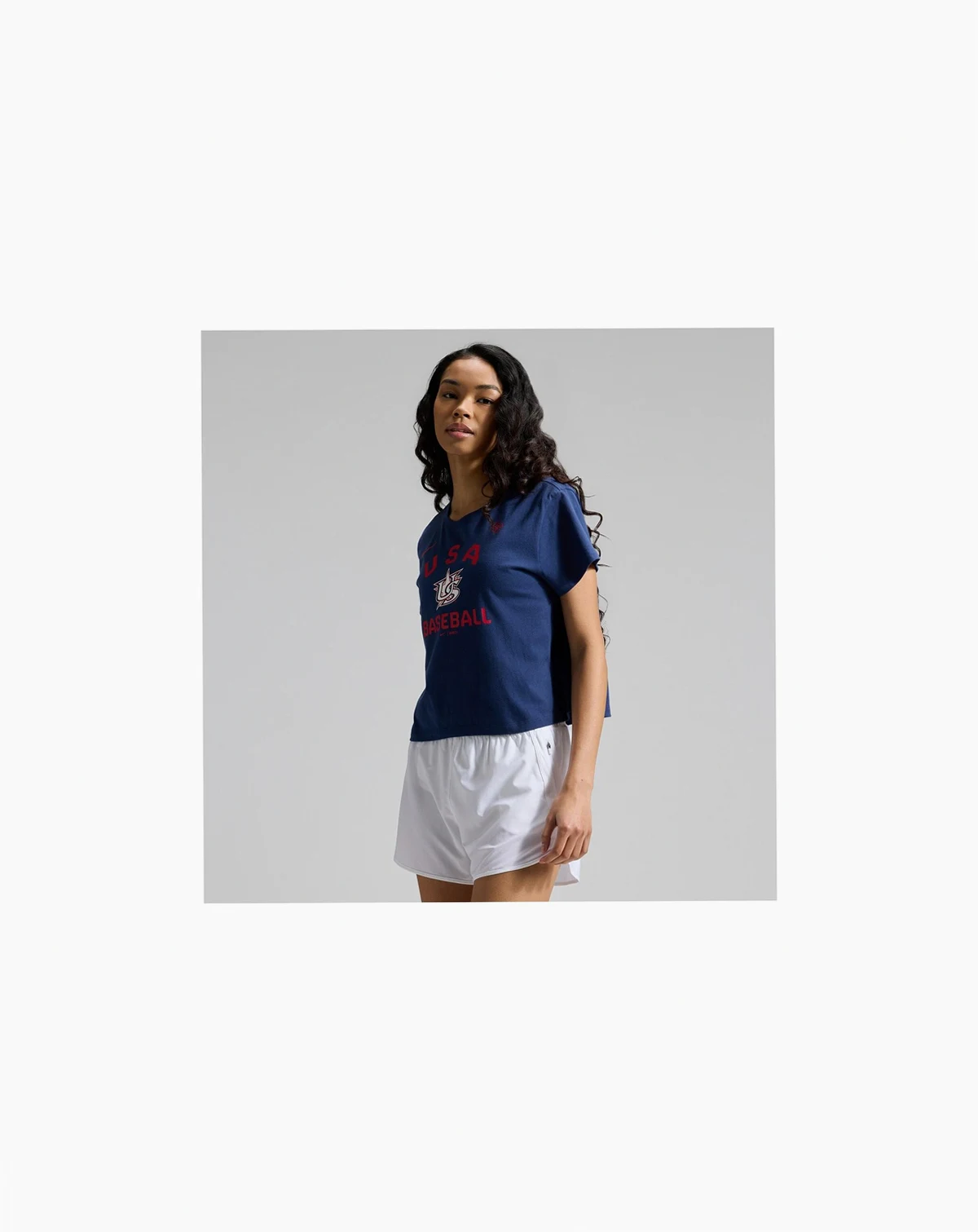 Women's Navy USA Baseball 2026 World Baseball Classic Mod Cropped T-Shirt
