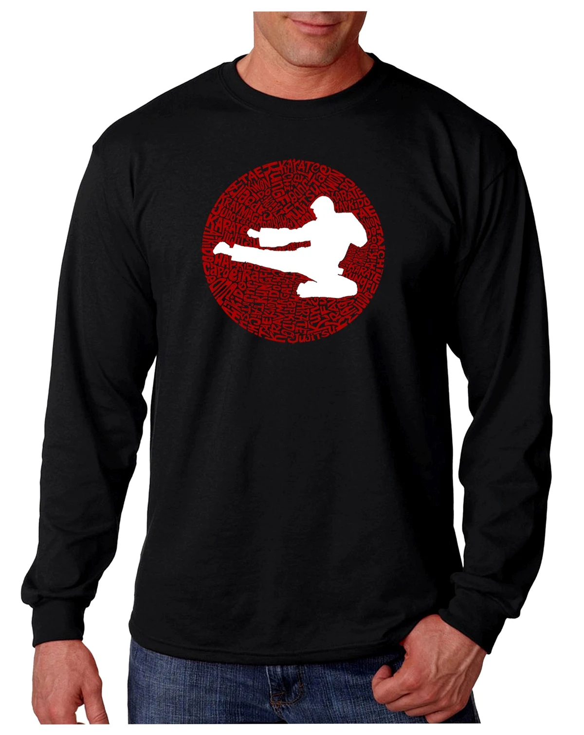 Men's Types of Martial Arts Word Art Long Sleeve T-shirt