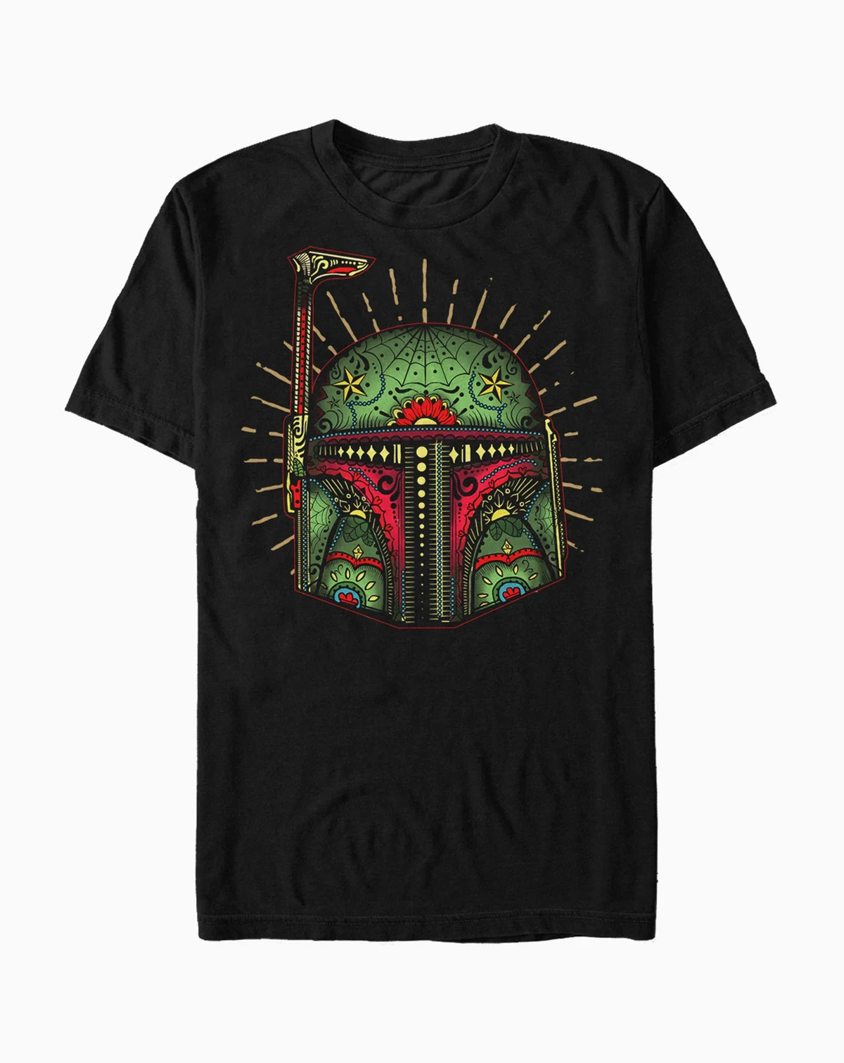 Star Wars Men's Boba Big Face Sugar Skull Short Sleeve T-Shirt